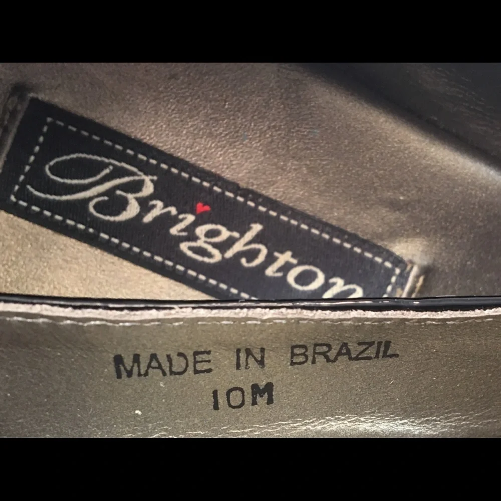 Brighton Womans Black Leather Croc Low Pumps 10M